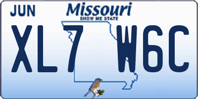 MO license plate XL7W6C