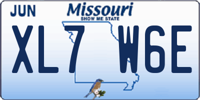 MO license plate XL7W6E