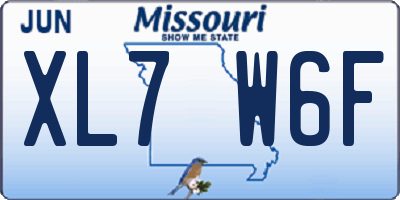 MO license plate XL7W6F
