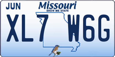 MO license plate XL7W6G