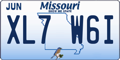 MO license plate XL7W6I