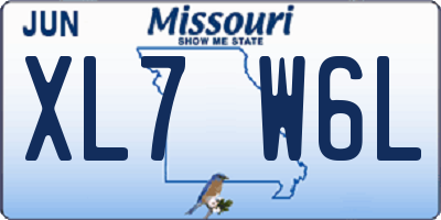 MO license plate XL7W6L
