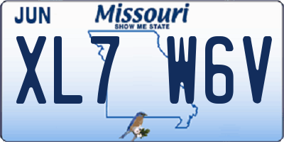 MO license plate XL7W6V