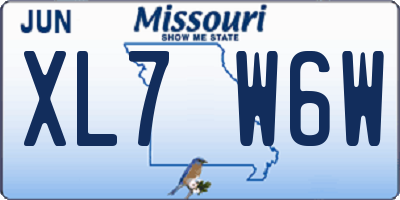 MO license plate XL7W6W