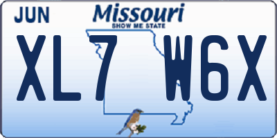 MO license plate XL7W6X