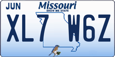 MO license plate XL7W6Z