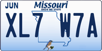 MO license plate XL7W7A