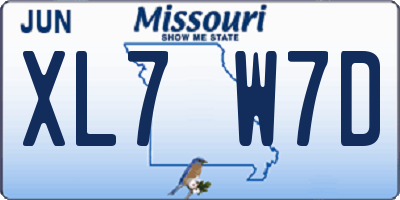 MO license plate XL7W7D
