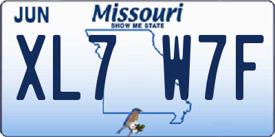 MO license plate XL7W7F