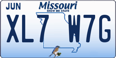 MO license plate XL7W7G