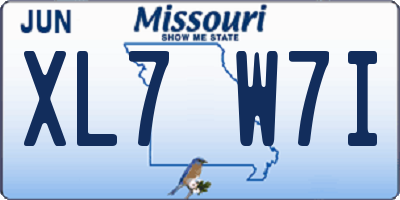 MO license plate XL7W7I