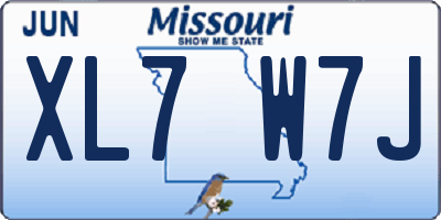 MO license plate XL7W7J