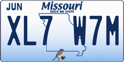 MO license plate XL7W7M