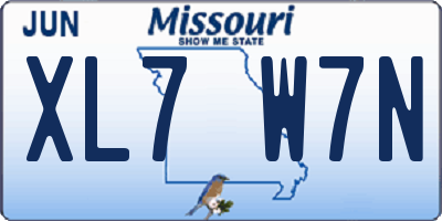 MO license plate XL7W7N