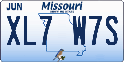 MO license plate XL7W7S