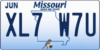 MO license plate XL7W7U