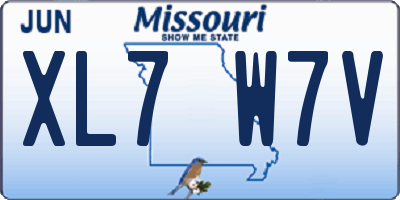 MO license plate XL7W7V