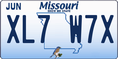 MO license plate XL7W7X