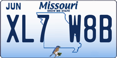 MO license plate XL7W8B