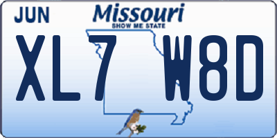 MO license plate XL7W8D