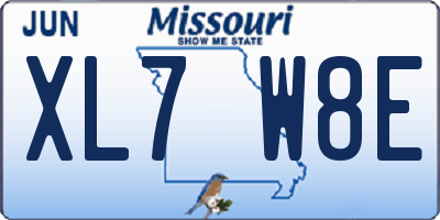 MO license plate XL7W8E
