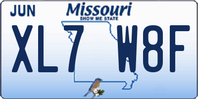 MO license plate XL7W8F