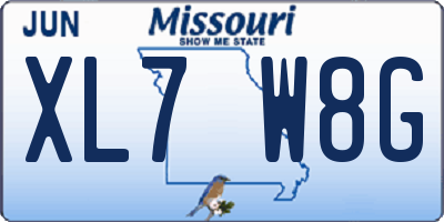 MO license plate XL7W8G