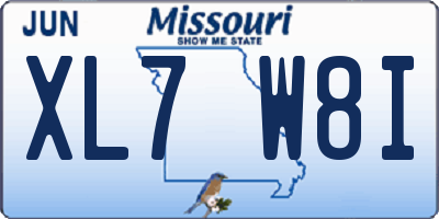 MO license plate XL7W8I