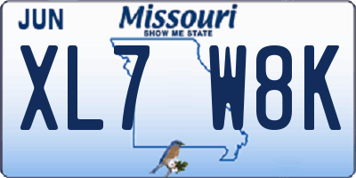 MO license plate XL7W8K