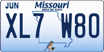 MO license plate XL7W8O