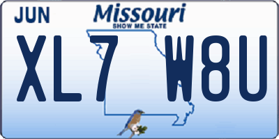 MO license plate XL7W8U