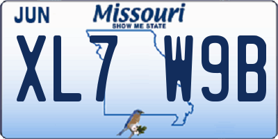 MO license plate XL7W9B