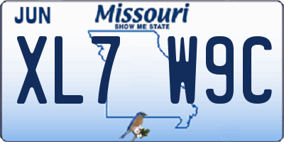 MO license plate XL7W9C