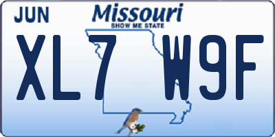 MO license plate XL7W9F