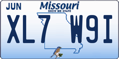MO license plate XL7W9I