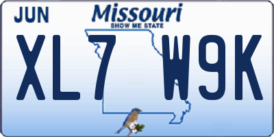 MO license plate XL7W9K