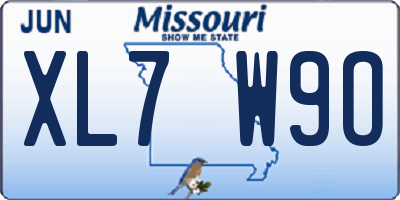 MO license plate XL7W9O