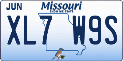 MO license plate XL7W9S