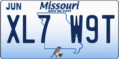 MO license plate XL7W9T