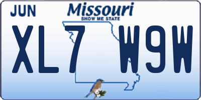 MO license plate XL7W9W