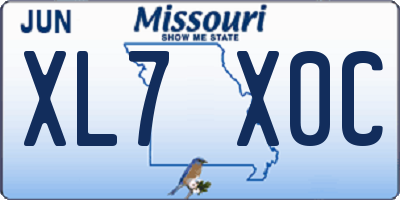 MO license plate XL7X0C