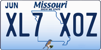 MO license plate XL7X0Z