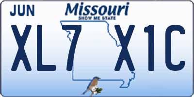 MO license plate XL7X1C