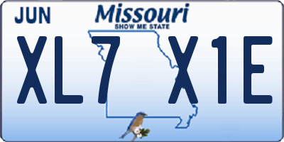 MO license plate XL7X1E
