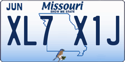 MO license plate XL7X1J