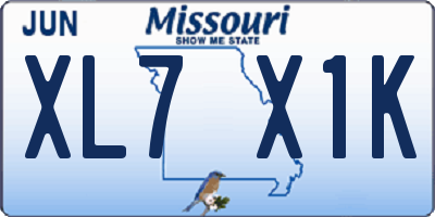 MO license plate XL7X1K
