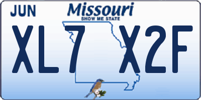MO license plate XL7X2F