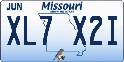 MO license plate XL7X2I