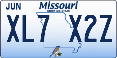 MO license plate XL7X2Z
