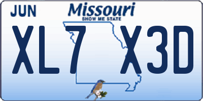 MO license plate XL7X3D